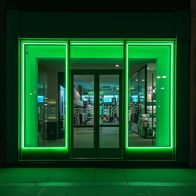 GZBtech Flexible LED Neon Rope Lights 33FT,AC 110-120V Waterproof Strip Light, 120 LEDs/M Cuttable Connectable Neon Lighting for Indoor Outdoor Home Decor/Commercial Building Use-Green 10M