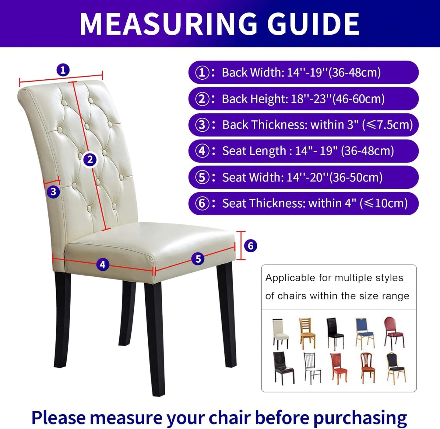 Howhic Stretch Chair Covers for Dining Room Set of 2, Removable Washable Dining Room Chair Covers, Dining Chair Slipcovers Seat Protector, Great for Home and Banquet Deecor (Periwinkle Blue, 2 Pack)