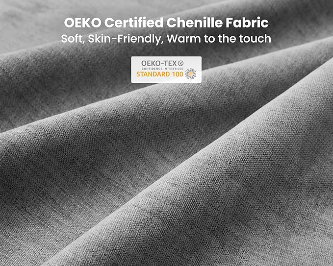 Oversized Modular Sofa, Extra Deep Cloud Chenille Sectional Couch with Ottoman Chaise, Fluffy Chenille Loveseat L Sofa for Living Room, Villa (Loveseat+Ottoman, Chenille Grey)