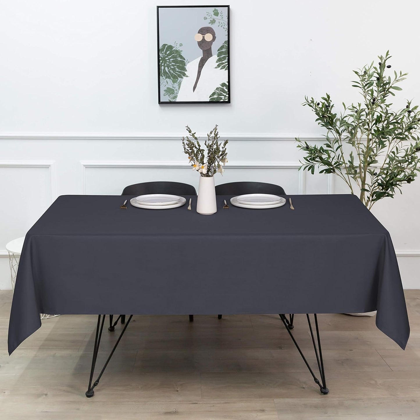 sancua Rectangle Tablecloth - 54 x 78 Inch - Stain and Wrinkle Resistant Washable Polyester Table Cloth, Decorative Fabric Table Cover for Dining Tables, Buffet Parties and Camping, Grey