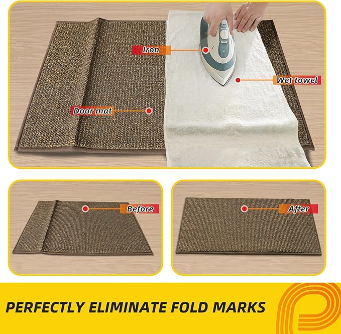 JSEI Dirt Trapper Door Mat 32"x48" Non-Slip Washable Entrance Mat, Dog Doormats, Absorbent & Fade-Resistant Floor Mats, Low Profile Welcome Mats for Entryway, Front Door, and Inside Entrance, Brown