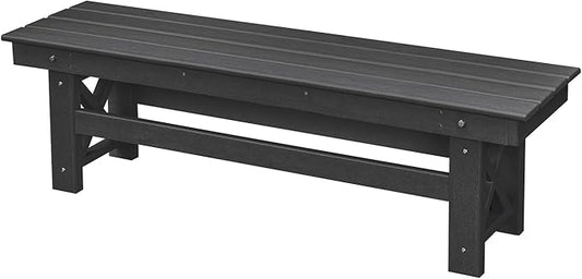HDPE Outdoor Bench, 55" Patio Bench Outdoor Furniture, Poly Lumber Adirondack Benches, Fade-Resistant HDPE Garden Backless Benches for Park, Poolside, Garden, Porch, Obsidian