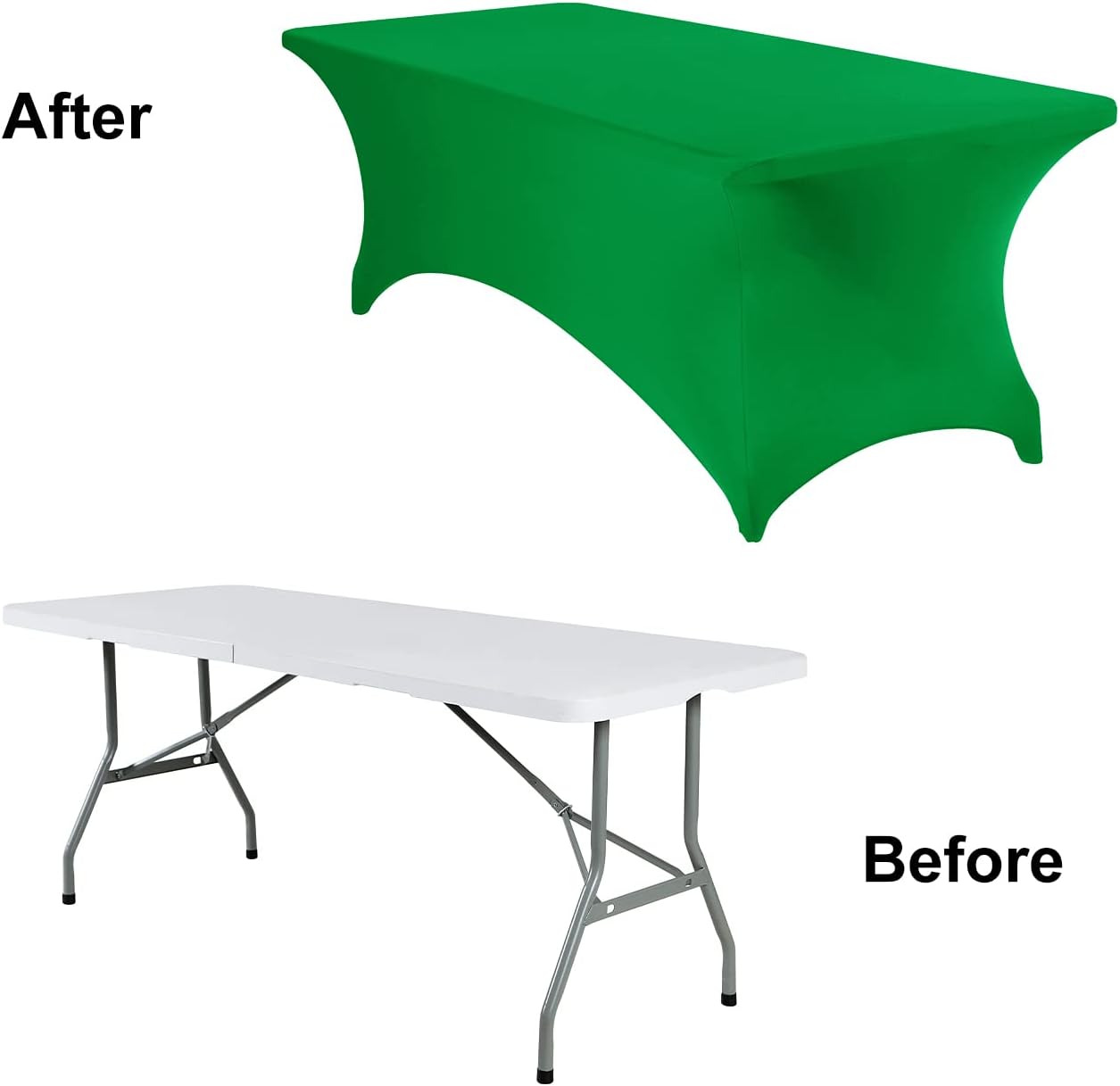 2Pack Spandex Waterproof Table Covers 8ft，Spandex 8ft Waterproof Table Cover for Party,Wedding, Banquet, and Events(Emerald)