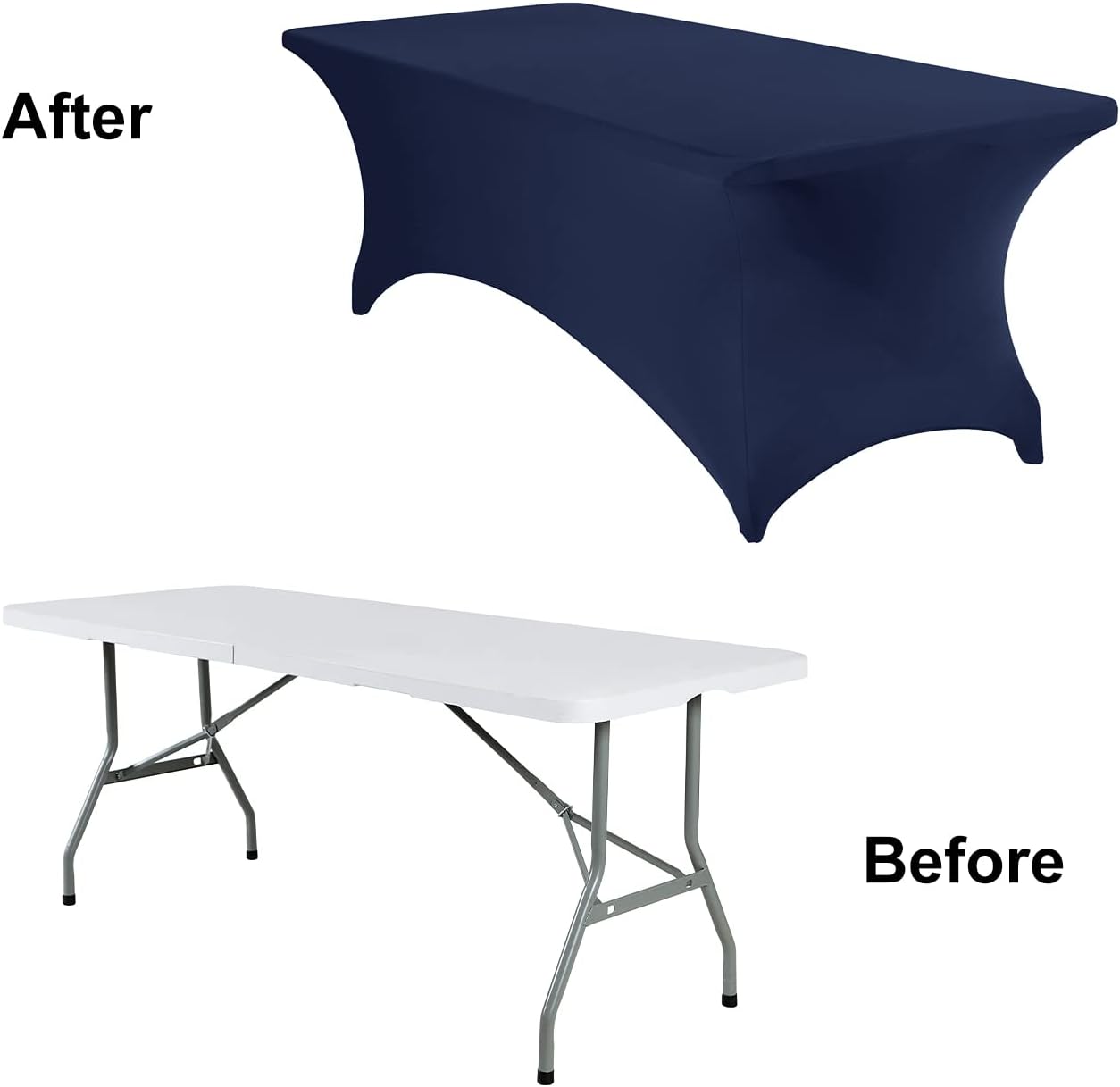 Spandex 8ft Waterproof Table Cover for Party,Wedding, Banquet, and Events(Navy)