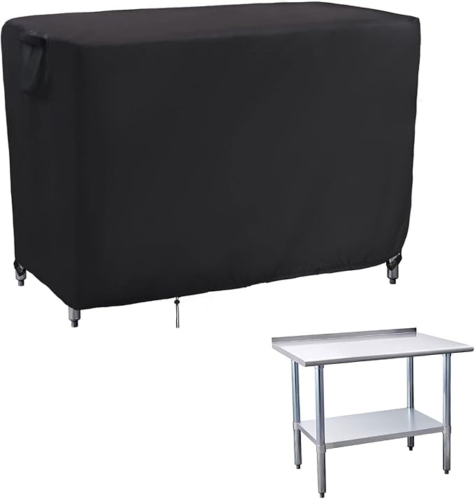 Kingling Outdoor Prep Table Cover 48 Inch, Waterproof Stainless Steel Table Cover Metal Outdoor Table Covers Weather Protection for Patio Kitchen Prep/Work Tables - 48''L x 30''W x 35''H