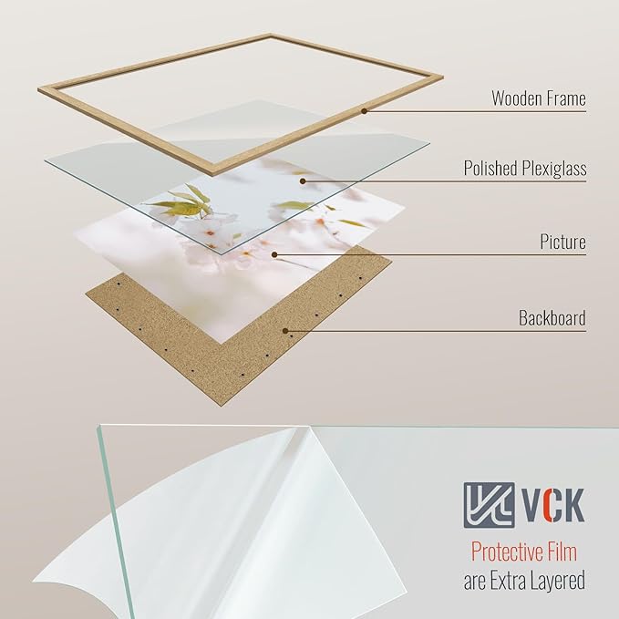 VCK 27x40 Oak Poster Frame 3 Pack, Natural Solid Wood Picture Frames, Wall Gallery Frame