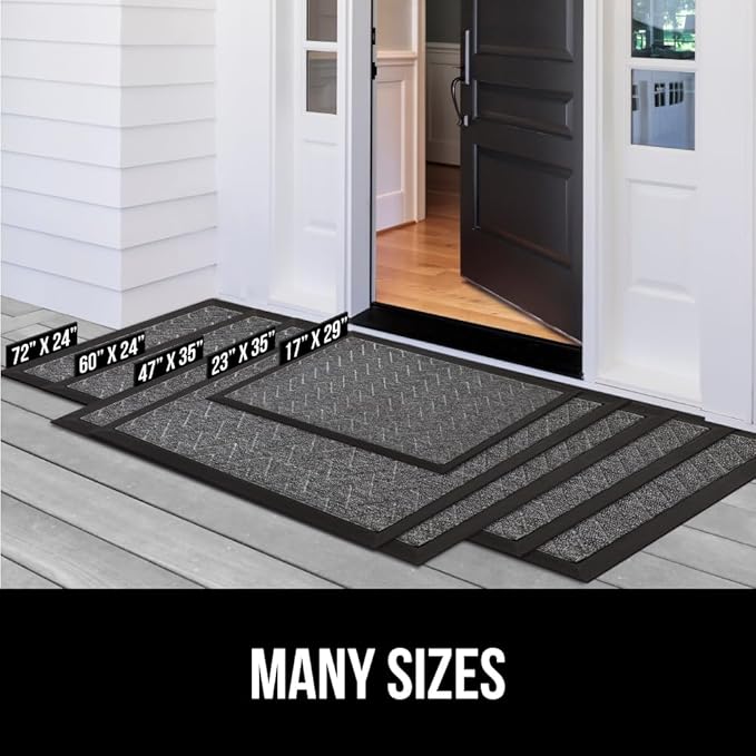 GORILLA GRIP All-Season WeatherMax Doormat, 47x35, Durable Natural Rubber, Stain and Fade Resistant, Low Profile, Indoor Outdoor Door Mats, Easy Clean Patio Entrance Mat, Steel Chevron
