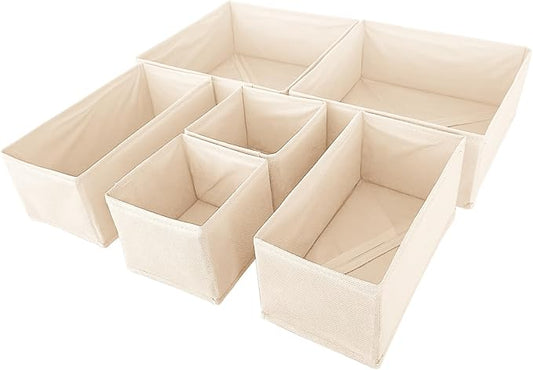 6 Pack Drawer Organizers for Clothing,Fabric Foldable Closet Organizers and Storage Dresser Drawer Dividers Storage Basket Bins for Clothes,Socks,Scarves,Ties,Underwear,Towels