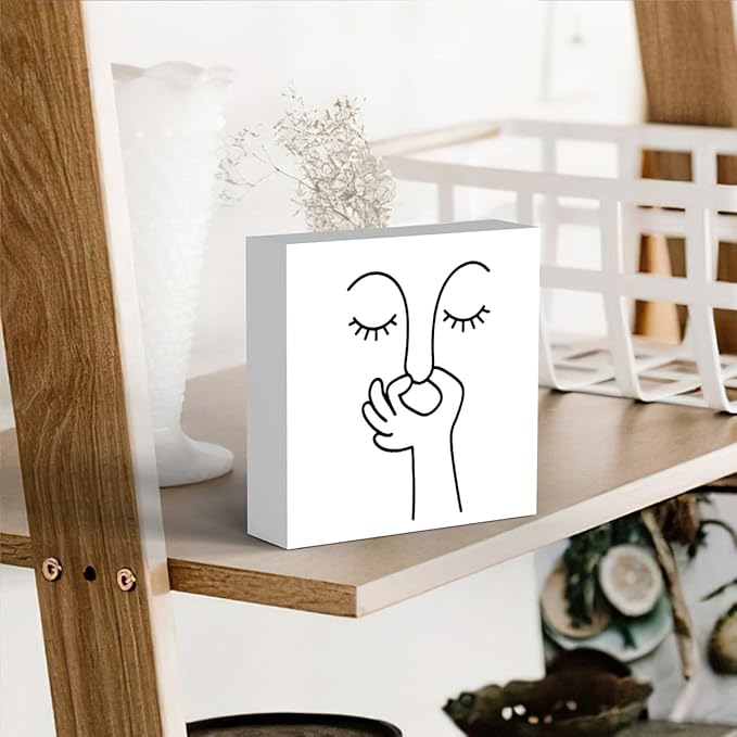 Funny Bathroom Decor, Black and White Bathroom Decor, Boho Dorm Decoration, Dorm Room Decoration for Shelves, Wooden Box Decorations Sign for Home Farmhouse Office Living Room Table Shelf