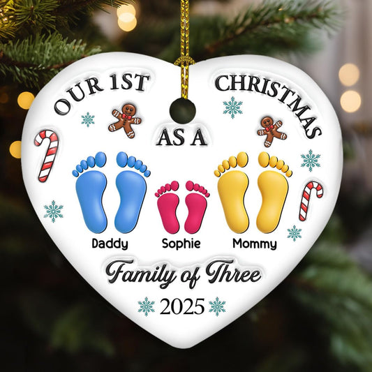 Custom Heart Ceramic Ornament – Our First Christmas Personalized Gift for Newlyweds or Newly Married Woman, Ideal Christmas Keepsake