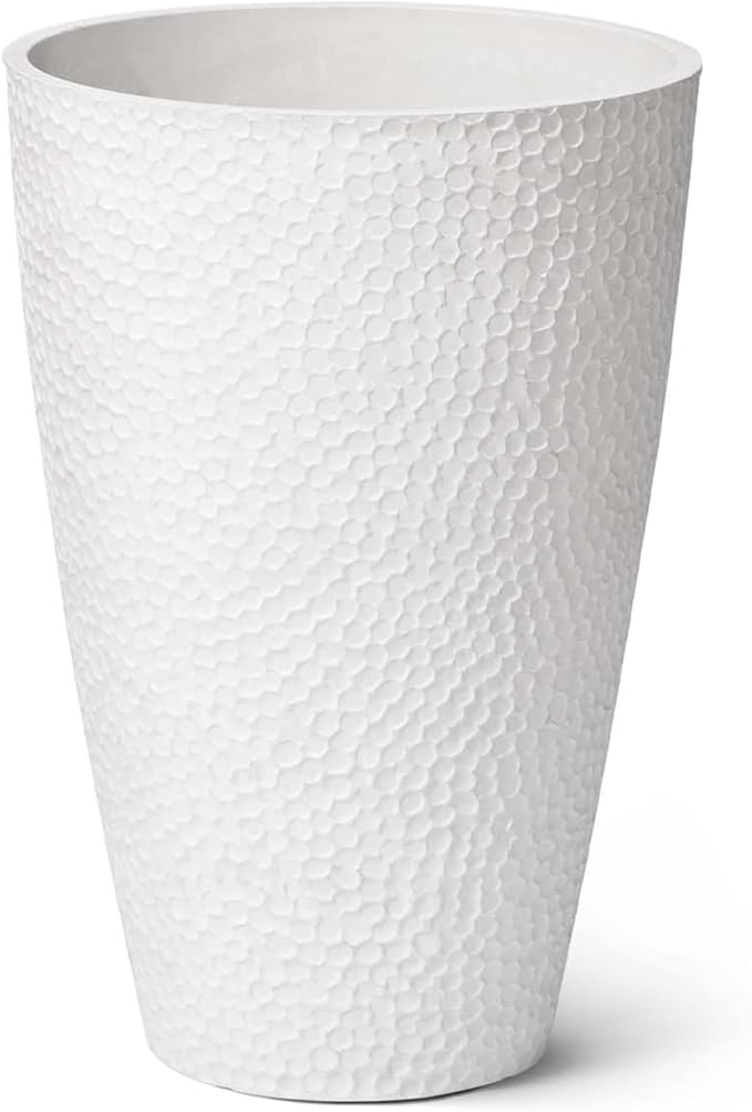 LA JOLIE MUSE Tall White Planter for Indoor Plants,20 Inch Tall Round Planter, Modern Flower Pot Containers,Large Decorative Tree Plant Pot,1 Pack