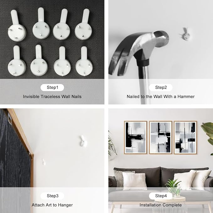 HPNIUB Modern Abstract Geometric Wall Art, Black & White Canvas Neutral Prints, Minimalist Bohemian Mid-Century Wall Art for Hallway, Office Wall Decor- 16"x24"x3