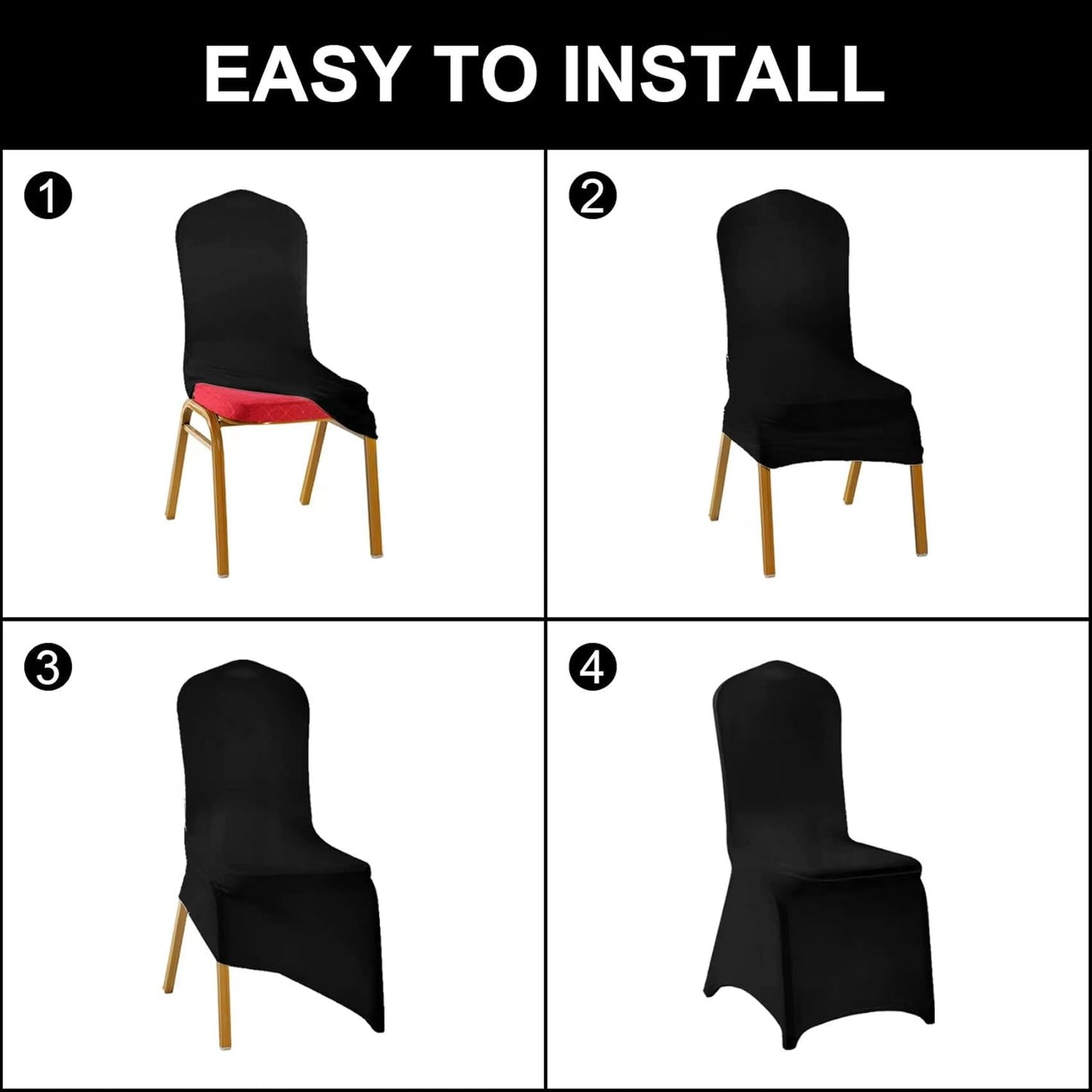 SUPERO Burgundy Chair Cover, 12PCS Waterproof Stretch Polyester Spandex, Universal Fit Protector for Dining, Outdoor, Party, Banquet, Wedding Event, Hotel