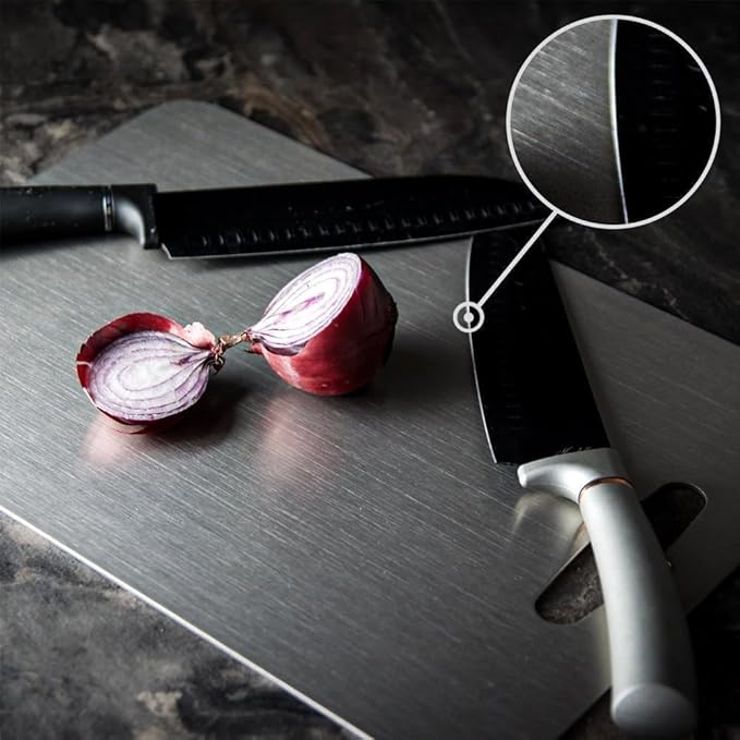 Titanium Cutting Board, 100% Pure Titanium Cutting Boards for Kitchen, Double Sided Food-Grade Chopping Board - Dishwasher Safe Easy to Clean (18"L x 12"W)