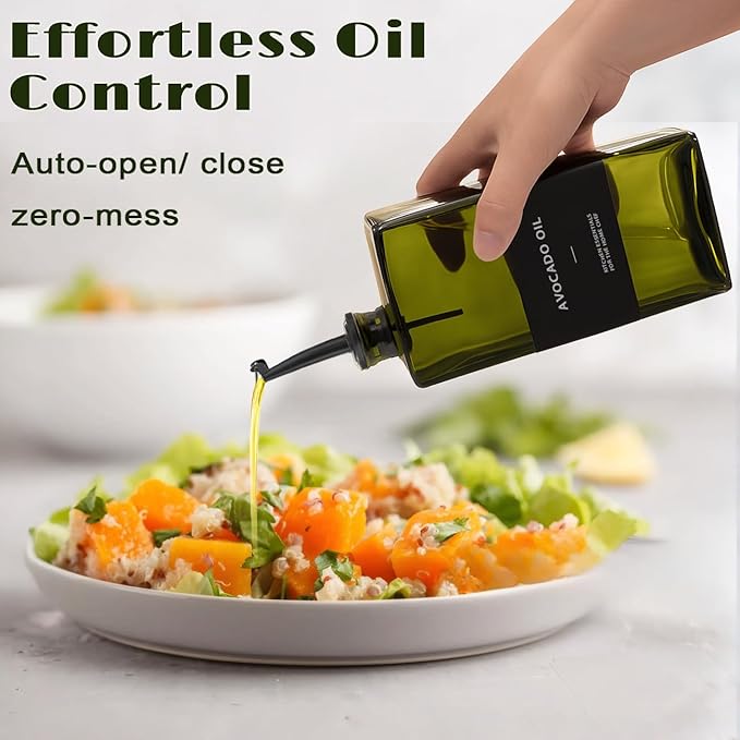 Olive Oil Dispenser Bottle for Kitchen - UV-Protected Oil Bottles 16.9oz, Oil and Vinegar Dispenser Set, Drip-Free Pourer, Elegant Kitchen Essential- 16.9oz, Set of 4