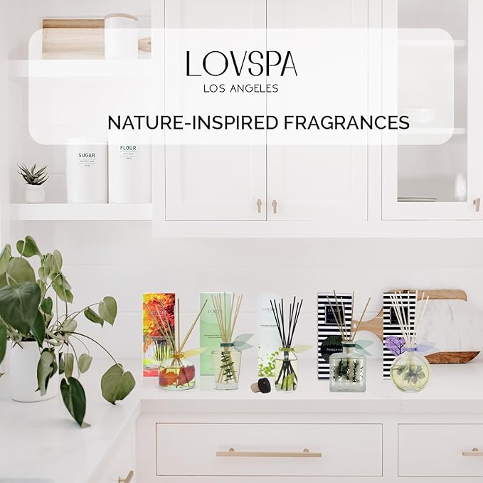 LOVSPA Reed Diffuser Set, Smoked Vanilla Scented Oil Diffuser with Sticks, Home Fragrance Accessories for Bathroom Shelf Decor, Aroma Diffusers for Home or Office Fall Decor, USA Made