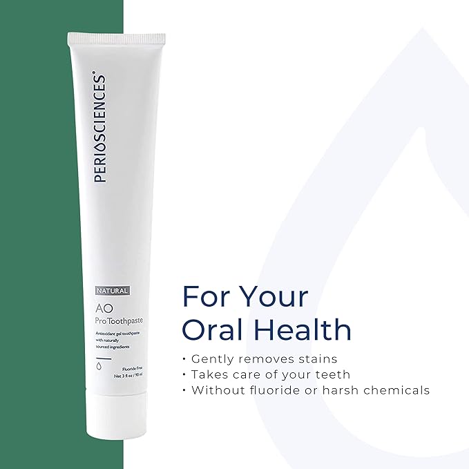 PerioSciences AO Pro Natural Toothpaste with Nano Hydroxyapatite, Remineralizing, Fluoride Free, SLS Free, Gluten Free 3 fl oz / 90ml - Pack of 2