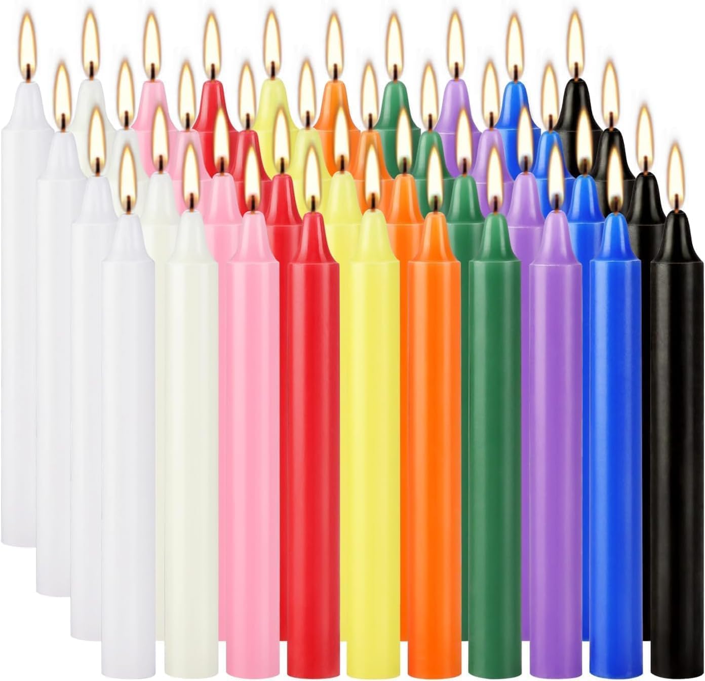 40 Pack Assorted Color Spell Chime Candles, 4 Inch Mini Taper Candles for for Home Decor Kitchen Decor Wedding Decoration-10 Colours
