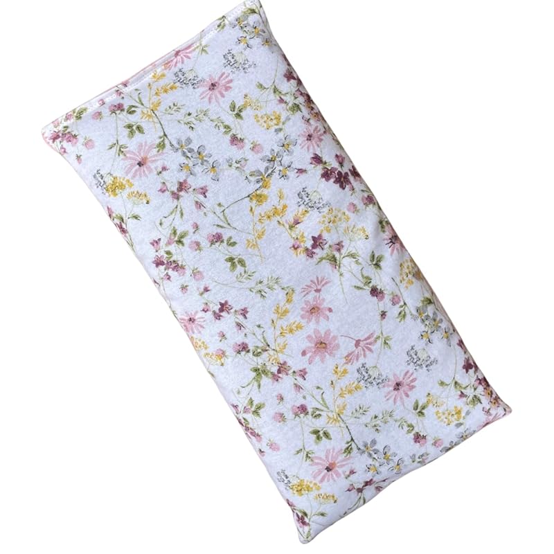 Large Microwave Heating Pad with Flax Seed, Scented or Unscented, Good For Back Pain or Cramps, Moist Heat Therapy or Ice Pack, Microwavable Bean Bag, 6" x 12" (Flannel Floral, Lavender & Chamomile)
