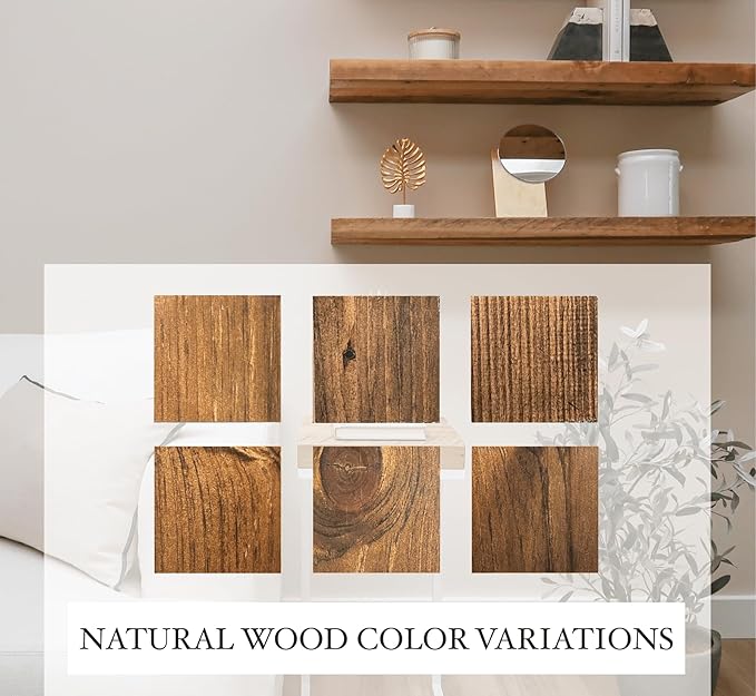 Modern Floating Shelves 3 Inches Thick for Wall, Wide Shelves for Kitchen, Living Room, Bedroom, and Bathroom, Natural Pine Wood, Rustic Wooden Shelf, (Set of 2) (Provincial, 36Lx3Hx6D)