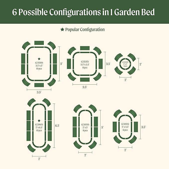 Vego garden 32" Extra Tall Raised Garden Bed Kits, 6 in 1 Modular Raised Planter Box for Vegetables Flowers Fruits Oval Metal Raised Garden-British Green