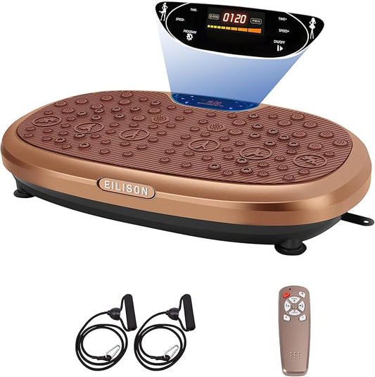 EILISON FitMax 3D XL Vibration Plate Exercise Machine - Whole Body Workout Vibration Platform w/Loop Bands - Lymphatic Drainage Machine for Weight Loss, Shaping, Wellness, Recovery