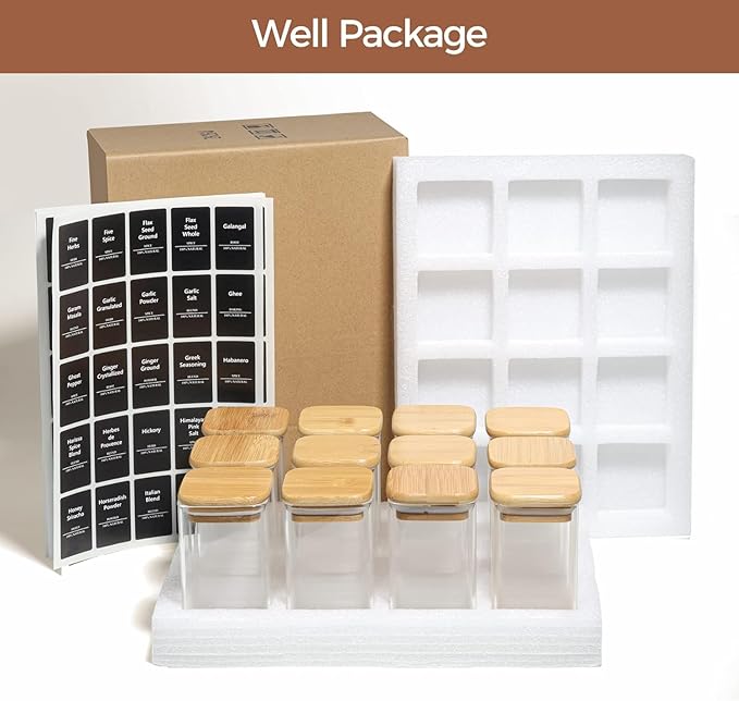 ComSaf Spice Jars with Labels 8 oz 16Pack - Thumbnail 3