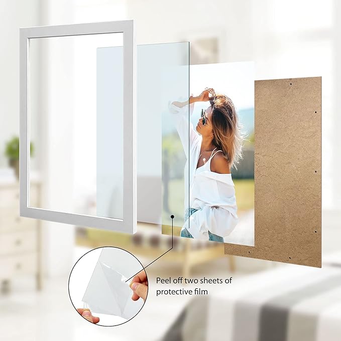 VCK 18x24 Poster Frames 3 Pack White MDF Wood and Polished Plexiglass Frame,Display Pictures in Horizontal and Vertical…
