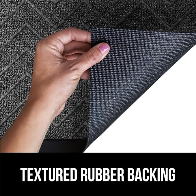 GORILLA GRIP All-Season WeatherMax Doormat, 47x35, Durable Natural Rubber, Stain and Fade Resistant, Low Profile, Indoor Outdoor Door Mats, Easy Clean Patio Entrance Mat, Steel Chevron