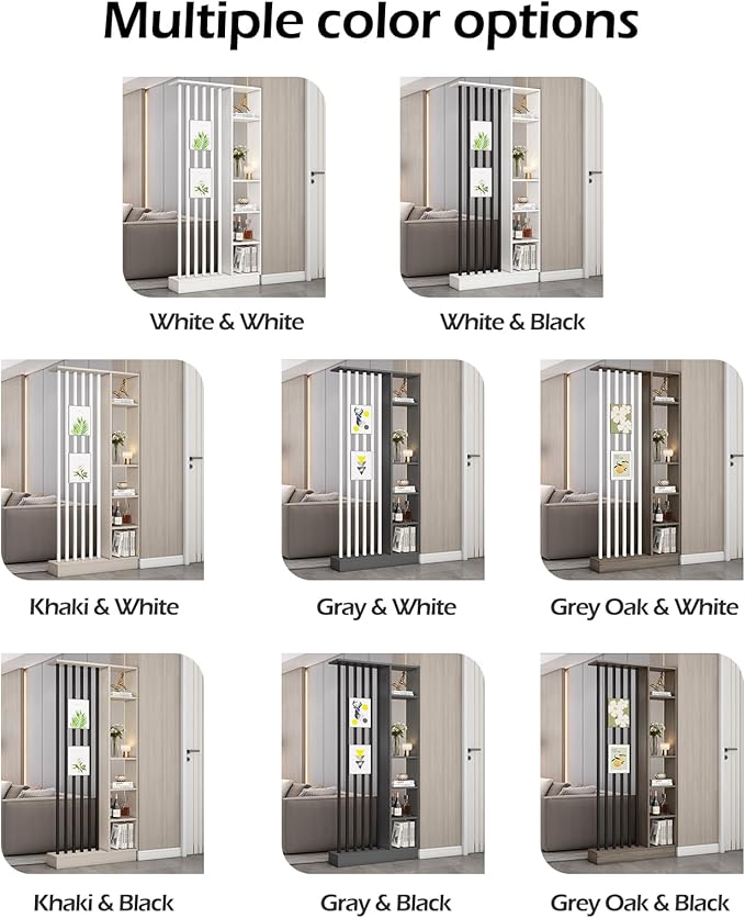 Wall Room Divider, Storage Cabinet Storage Display with Shelves, Modern Freestanding Wood Room Divider Screen, Wall Privacy Screens for Home Decorative (Grey,43.3" L x 9.5" W x 79.5" H)