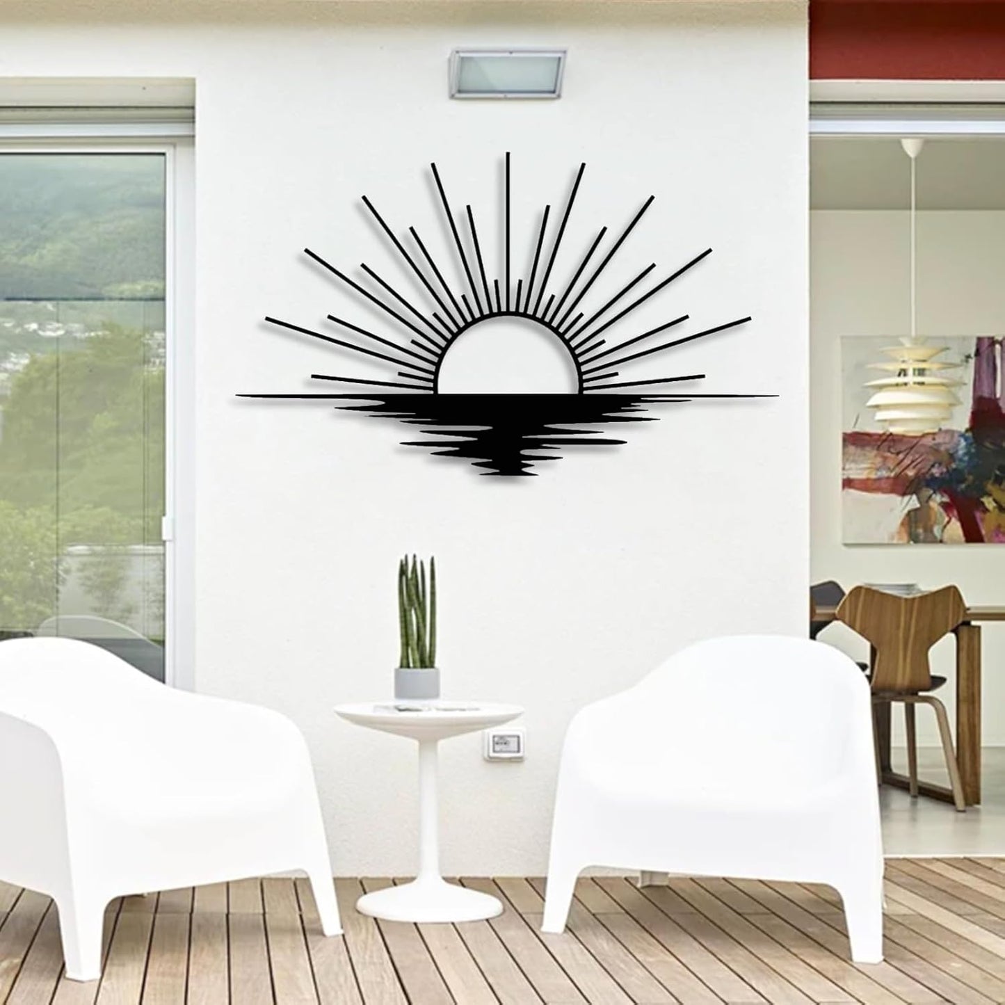 Sunrise Metal Wall Art, Metal Sun Wall Decor, Metal Sun Outdoor Decor, Large Metal Sun Wall Art, Sun Wall Art, Boho Sun Wall Art, Sunshine Metal Sign, Living Room Bedroom Wall Hangings (Gold, 47"x 27"| 120x71cm)