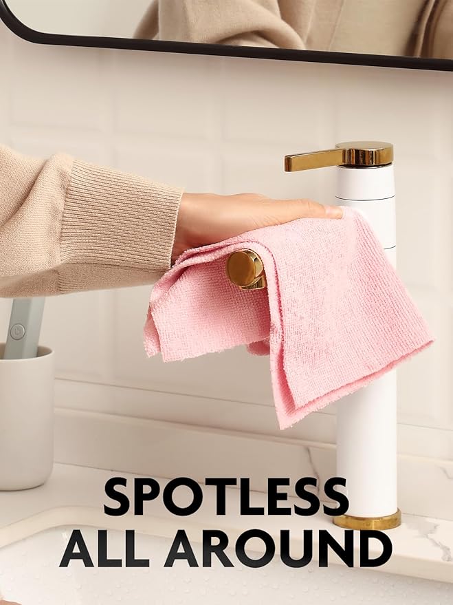 Fantasticlean Microfiber Cleaning Cloth Roll -150 Sheets, Tear Away Microfiber Towels, 12" x 12", Reusable Washable, Ultra Absorbent Dish Rags for Car, Home, Garage or Shop (2 Rolls of Pink)
