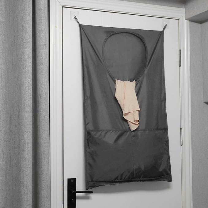 Saves Space Door-Hanging Laundry Bag,Door Hanging Laundry Hamper with 2 Different Types of Hooks, Polyester Fabric Hanging Laundry Basket for Clothes Size 22"X37" -2 Pack Gray