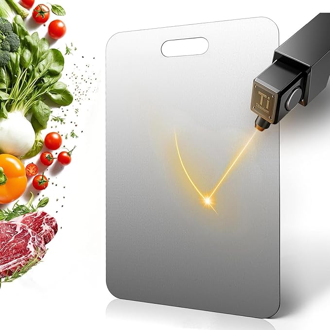 Katuchef Titanium Cutting Board 2025 New Pure Titanium Cutting Boards for Kitchen Double Sided Cutting Board Non Toxic,Hygiene Durable Chopping Board Suitable for Dishwasher Safe(18.11 * 11.81)
