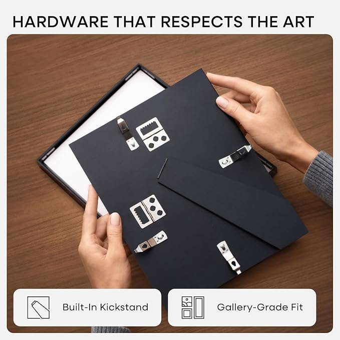 Homeforia 9x12 Picture Frame Black, High End Metal 9 x 12 Poster Frames with Mat 7 by 10 inch Photo, 9by12 Frame Matted to 7x10 in Art, 12x9 Wall or Tabletop Frames, Tempered Glass, Wall Kit, Set of 1