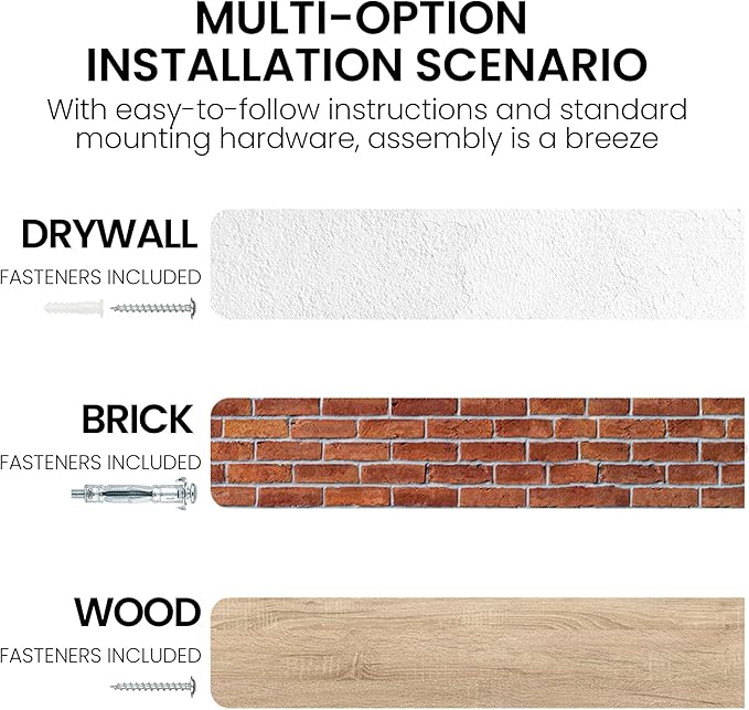 Floating Shelves for Wall, 24"x9.3" Rustic Solid Live-Edge Elm Wood Wall Shelves, Heavy-Duty Floating Shelves with Invisible Brackets, Set of 2 for Living Room, Bedroom, and Kitchen, Grey Finish