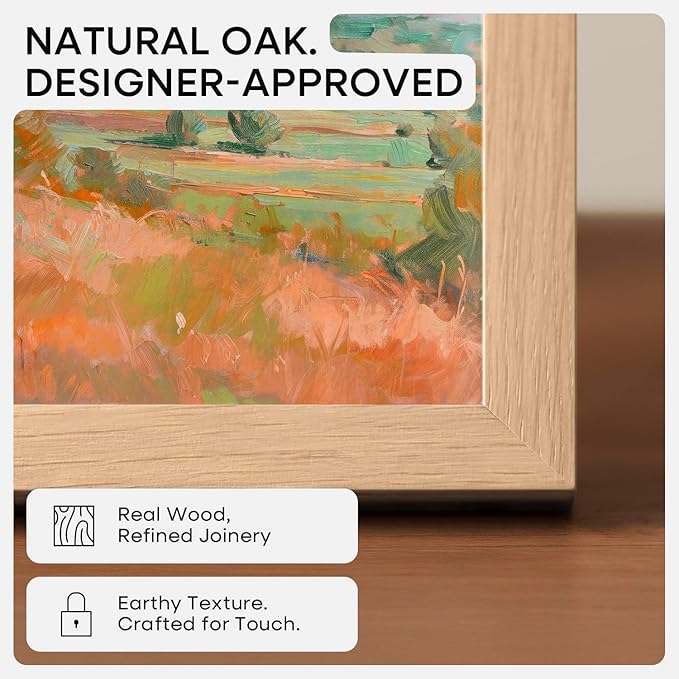 Homeforia 4x6 Picture Frame Wood, High End Natural Oak 4x6 Light Wooden Frames with Mat 3x5 for Photo, 4 x 6 Frame Matted to 3 x 5 Print, 6x4 Wall or Tabletop Frame, Tempered Glass, Wall Kit, Set of 1