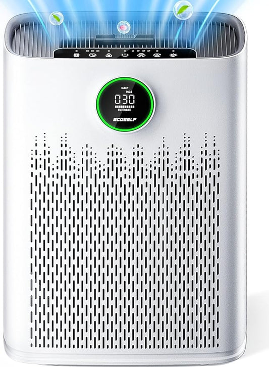 Air Purifiers for Home Large Room, with Smart Mode, Cover Up to 2400 Ft², PM2.5 Air Quality Display, 22dB Sleep Mode, Aromatherapy with 2X-Purification & 360°Air Outlet, HAP603, Bright White