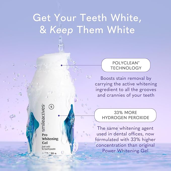 Smileactives Teeth Whitening Gel for Toothpaste with Clinical-Grade Hydrogen Peroxide, Tooth Stain Remover for White Teeth, Dentist Quality Pro Whitening Gel to Remove Coffee Stains, 3 Pack, 1 oz