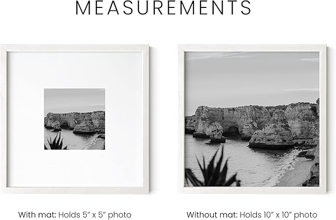 HAUS AND HUES 10x10 Square Picture Frames Set of 15 - White Oak Frames with Plexiglass, Modern Style, Wall Mountable