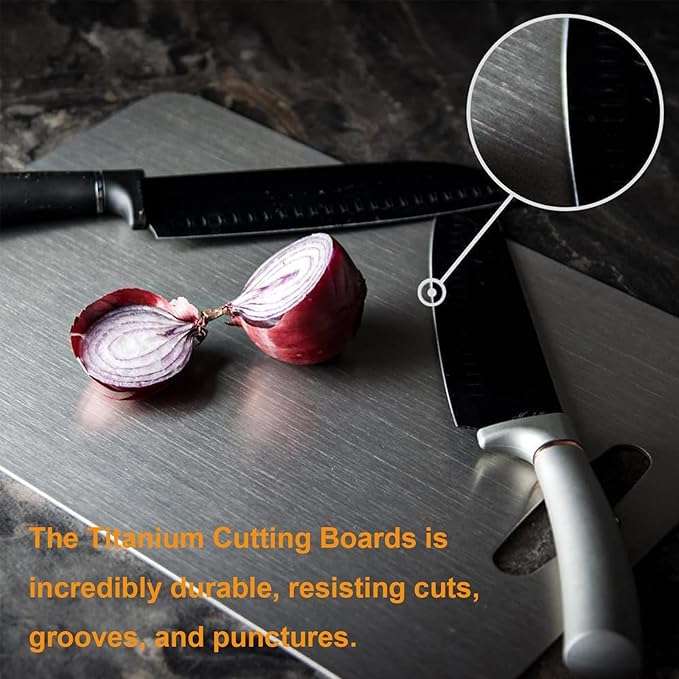 Titanium Cutting Boards for Kitchen - 100% Pure Titanium Cutting Board - Double Sided Food Grade Quality Cutting Boards - Easy to Clean and Store (18"L x 12"W)
