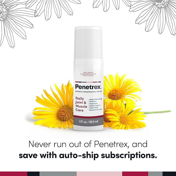 Penetrex Joint & Muscle Therapy - Soothing Gel for Back, Neck, Hands, Feet - Premium Whole Body Rub with Arnica, Vitamin B6 & MSM - 3oz Roll On Gel (2-Pack)