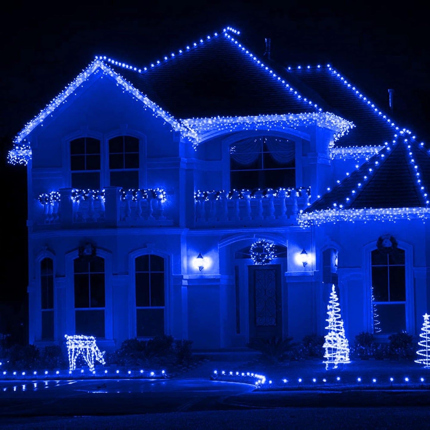 XTF2015 105ft 300 LED Christmas String Lights, End to End Plug 8 Modes Christmas Lights UL Certified Outdoor Indoor Fairy Light Christmas Tree, Patio, Garden, Party, Wedding, Holiday (Blue)