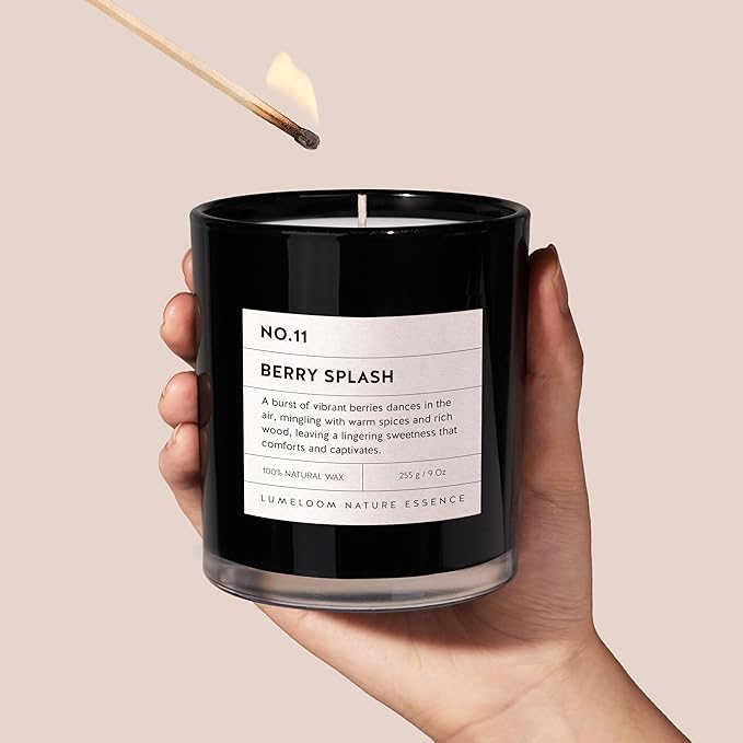 Berry Splash Luxury Scented Candles, 9oz Soy Wax Candles for Home Scented, BlackBerry, Boysenberry & Woods Scent, Long Burning Time, Gifts for Women, Friends, Men, Sister, Mom, Teacher