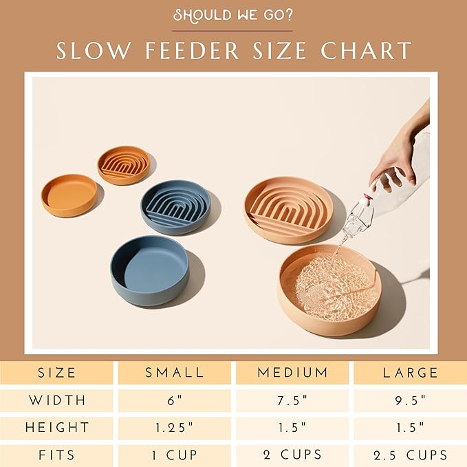 The Slowdown Bowl Silicone Slow Feeder for Cats & Kittens, Slow Eating Mealtime Solution with Modern Lick Mat Design, Reduces Gulping, Fits 1 Cup 6” Across x 1.25” Tall, Small-Spruce