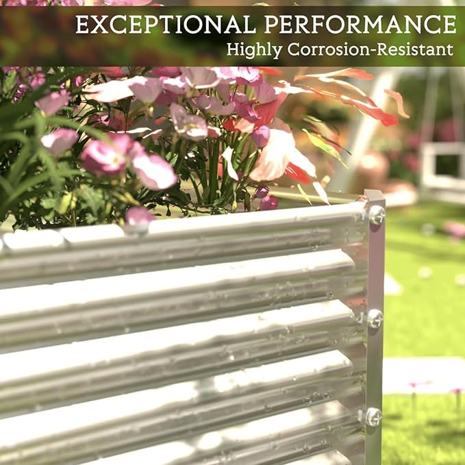 2 Pack 6x3FT Tall Galvanized Raised Garden Bed Outdoor,Metal Garden Bed for Vegetables,Steel Raised Beds for Gardening,Above Ground Garden Box for Flower-H2M