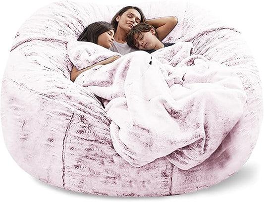Big Huge Giant Bean Bag Chair for Adults, (No Filler) Bean Bag Chairs in Multiple Sizes and Colors Giant Foam-Filling Required- Machine Washable Covers, Double Stitched Seams (Blood red,7FT)