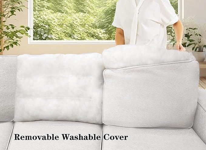 L Lengend Vansen Modular Sectional Sofa U Shaped Couch with Ottoman Modern Reversible Corner Sectional Couch for Living Room (Cream, 2+3)