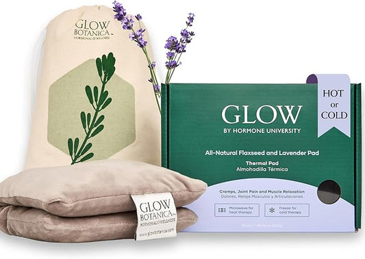 Glow Heating Pad with Flaxseed & Lavender for Hot & Cold Therapy, Microwavable Heat Pad for Back, Neck, Shoulder, Knee, Leg & Menstrual Cramp Relief, Washable & Reusable, One Size Fits All
