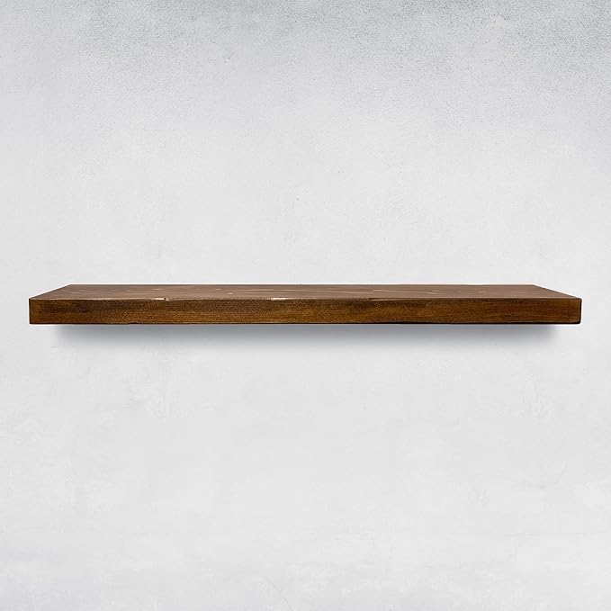 URBANDI, Rustic Floating Shelves, Set of 2, Hidden Bracket, Solid Wood, Heavy Duty, Wall Mounted Shelves, (Provincial, 48Wx12D)